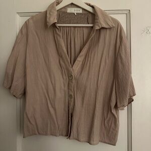 Zara Women's Beige Button-Up Blouse